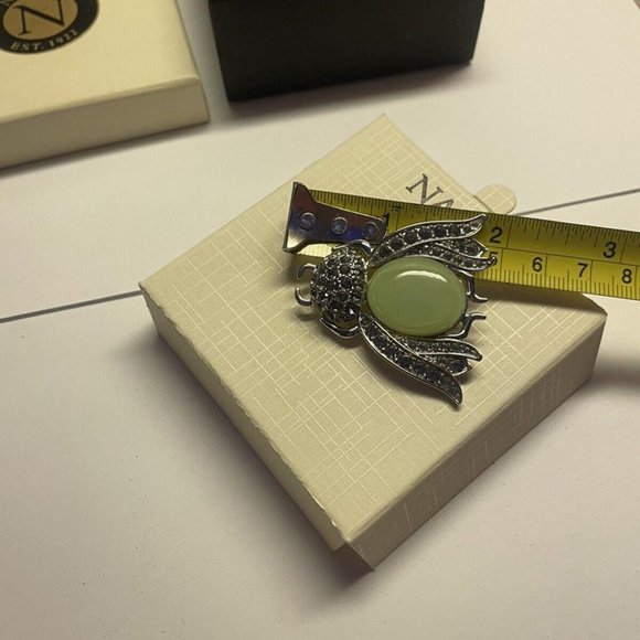 Napier Costume Jewelry Brooch Silver Tone Green Beetle Bug Rhinestone Insect - Picture 3 of 11